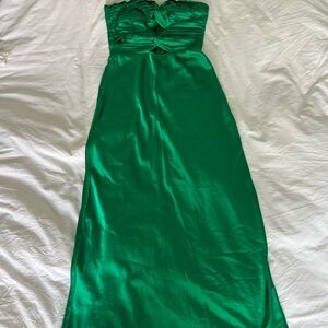 Green Strapless Satin Dress